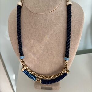 Stella & Dot Navy and Light Blue Beaded Rope Statement Necklace